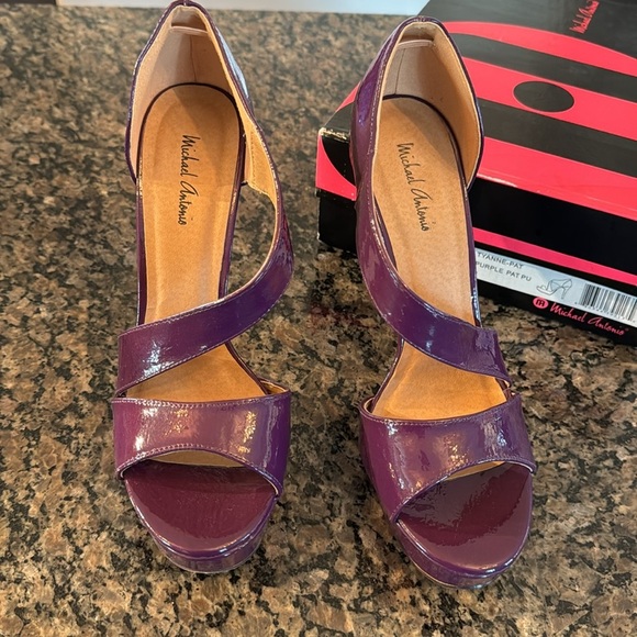 Michael Antonio purple patent leather open toe heel NIB 9 - Picture 2 of 10